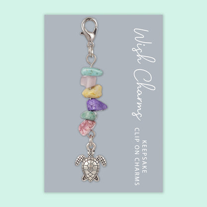 Turtle - Wish Charms - Keepsake Clip on Charm with Gemstones