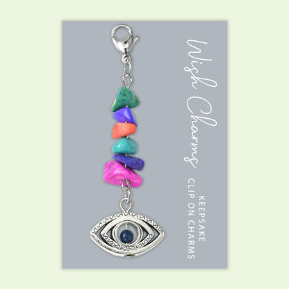 Lucky Eye - Wish Charms - Keepsake Clip on Charm with Gemstones