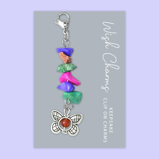 Butterfly - Wish Charms - Keepsake Clip on Charm with Gemstones