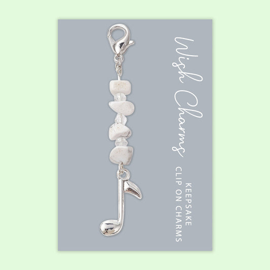 Music Note - Wish Charms - Keepsake Clip on Charm with Gemstones