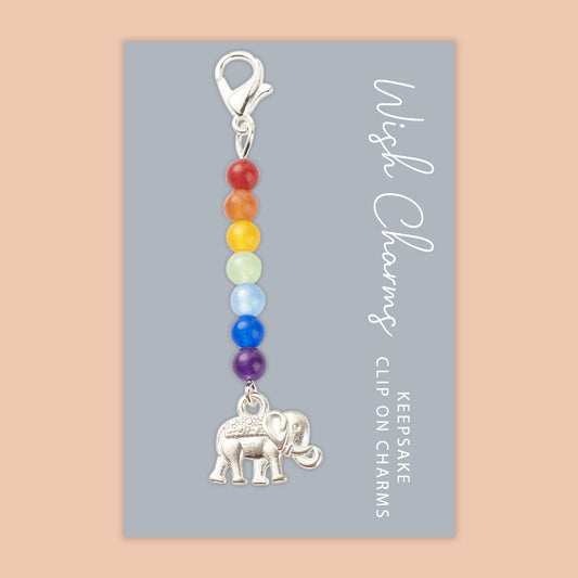 Elephant, Chakra - Wish Charms - Keepsake Clip on Charm with Gemstones