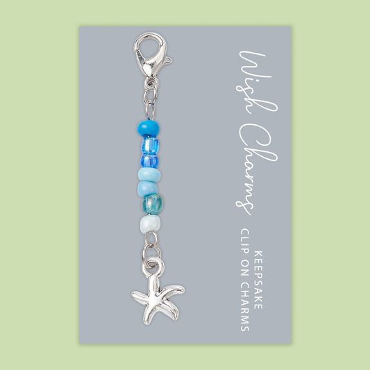Star Fish - Wish Charms - Keepsake Clip on Charm with Glass Beads