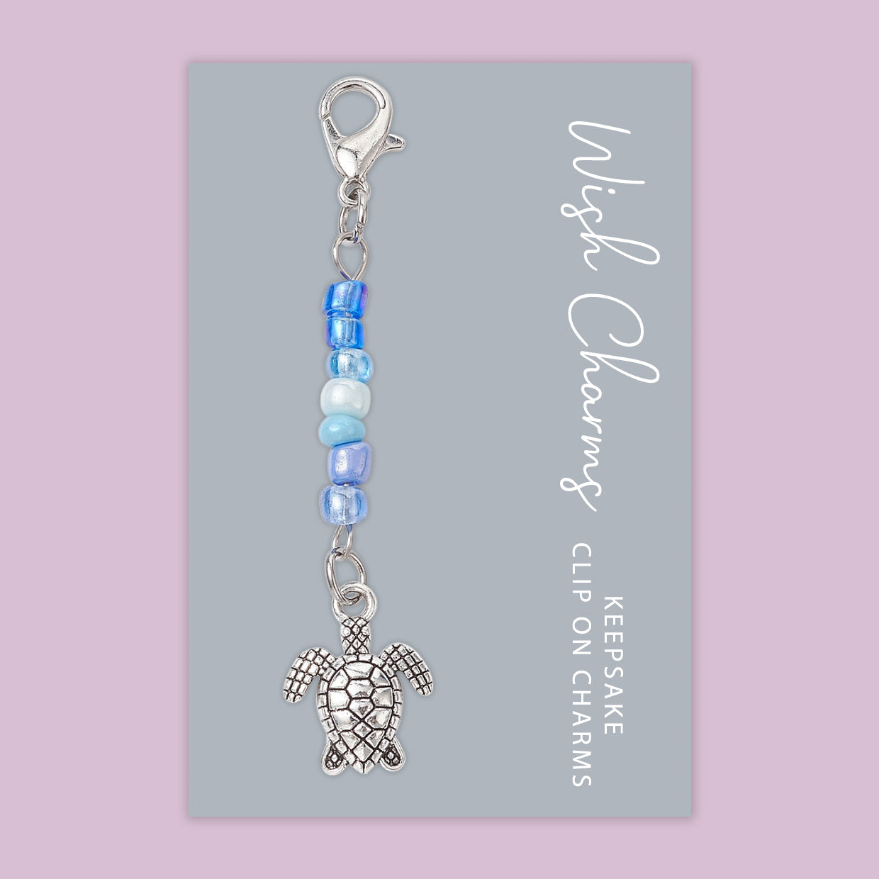 Turtle - Wish Charms - Keepsake Clip on Charm with Glass Beads