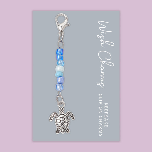 Turtle - Wish Charms - Keepsake Clip on Charm with Glass Beads