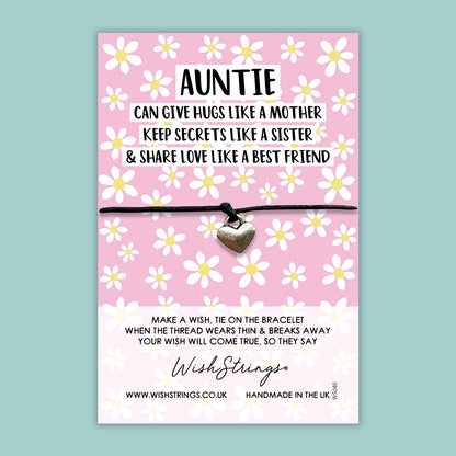Auntie Poem - WishStrings Wish Bracelet - Friendship Bracelet with Quote Card | Gift from Niece