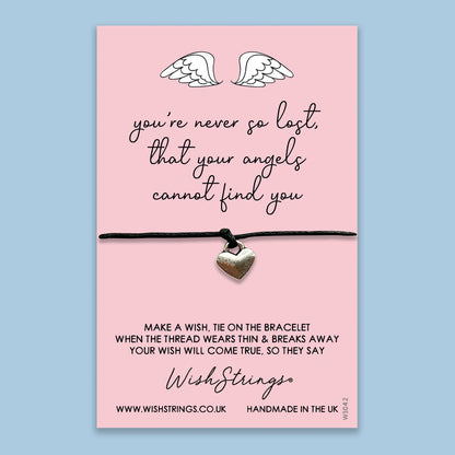 Angels find you - WishStrings Wish Bracelet - Friendship Bracelet with Quote Card | Guardian Angel