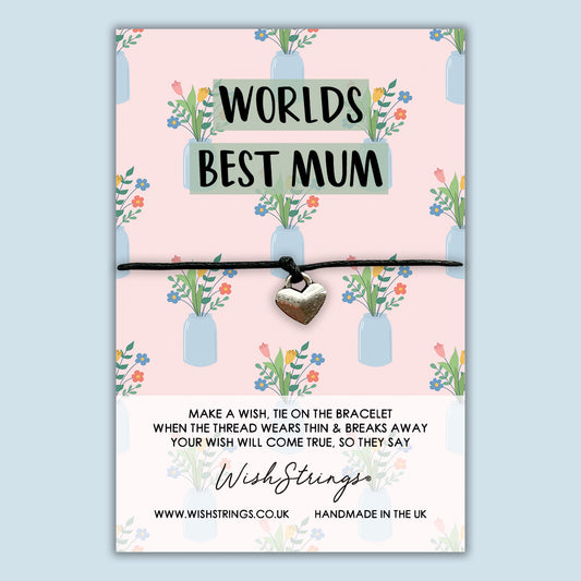 worlds best mum WishStrings wish bracelet, gift for mum