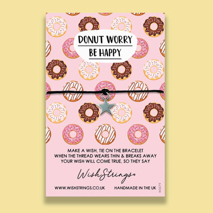 donut worry be happy quote WishStrings wish bracelet