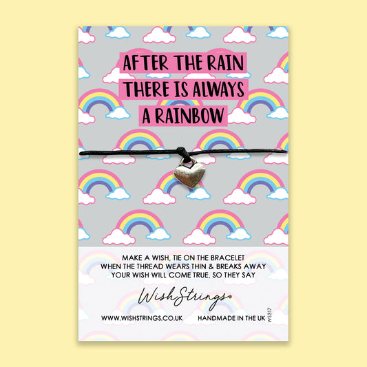 After the Rain, Rainbow - WishStrings Wish Bracelet - Friendship Bracelet with Quote Card | Positive Affirmation