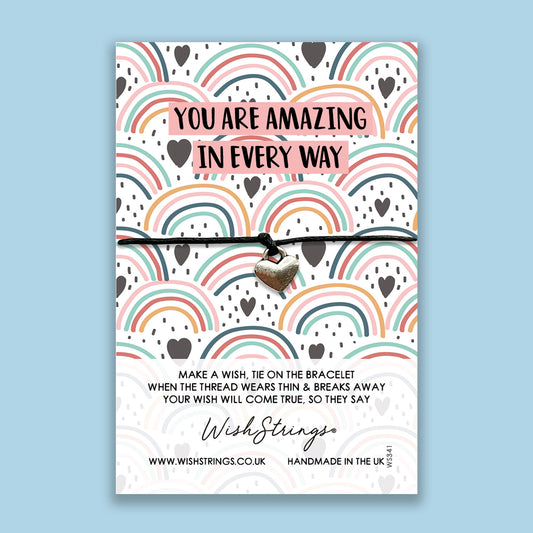 You are Amazing in Every Way - WishStrings Wish Bracelet - Friendship Bracelet with Quote Card | Positive Affirmation