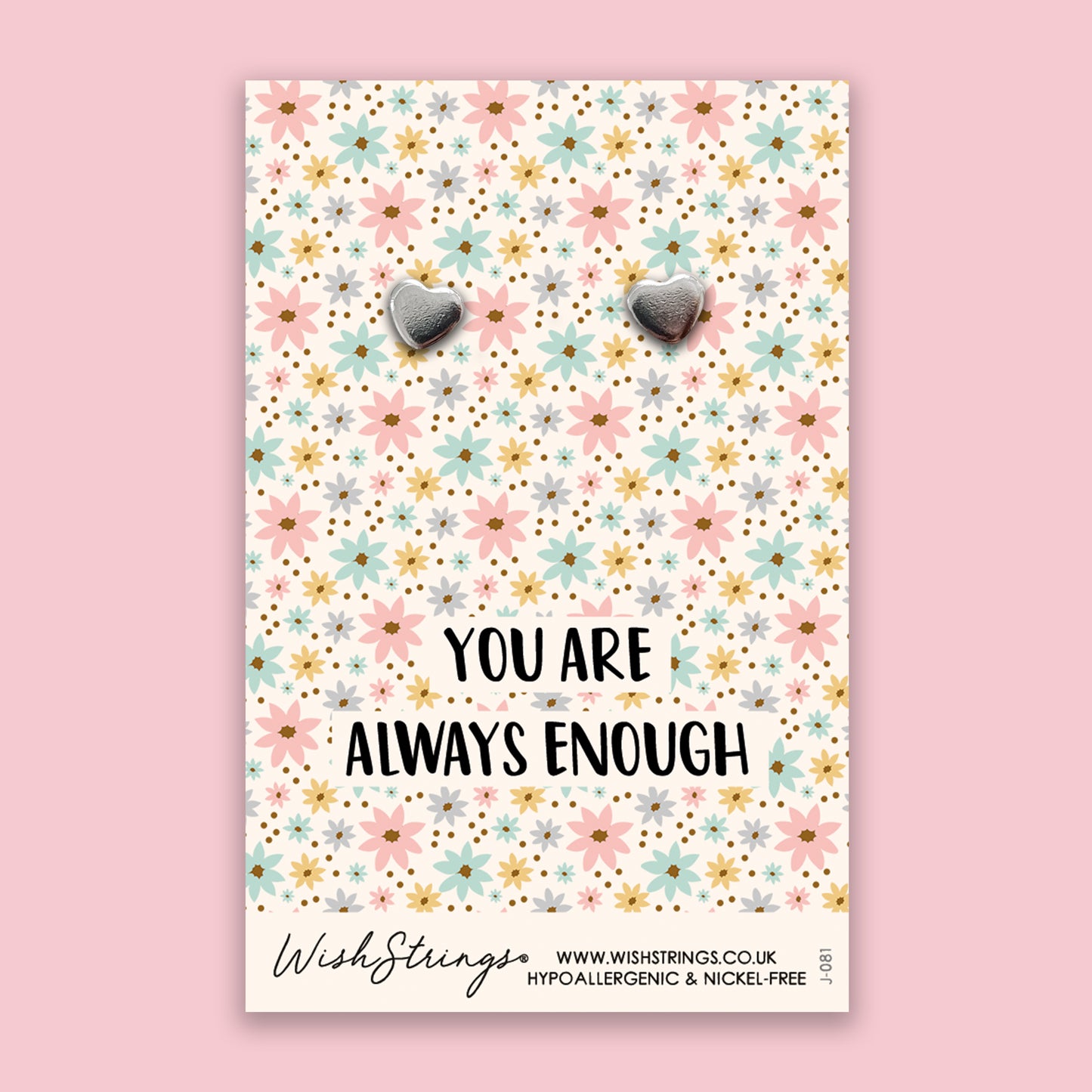 You are always enough - Silver Heart Stud Earrings | 304 Stainless - Hypoallergenic