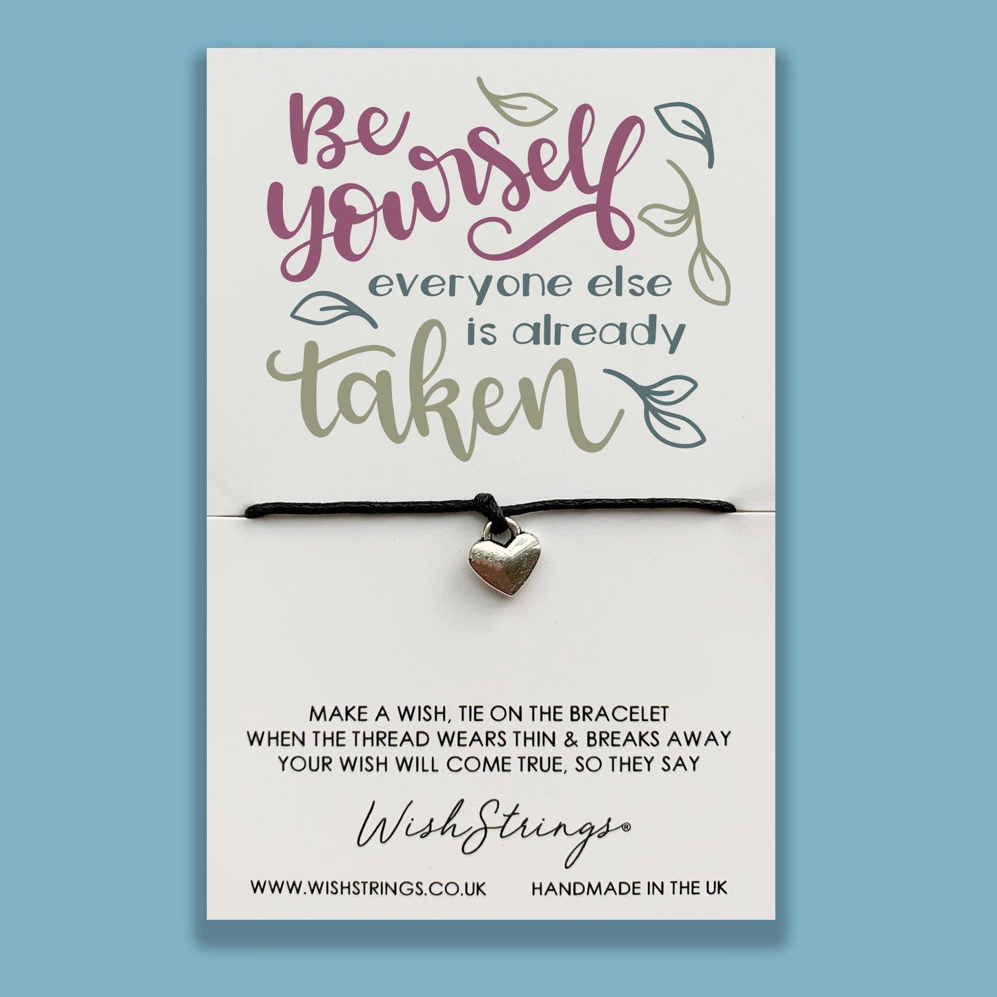 Be Yourself - WishStrings Wish Bracelet - Friendship Bracelet with Quote Card | Positive Affirmation Quote