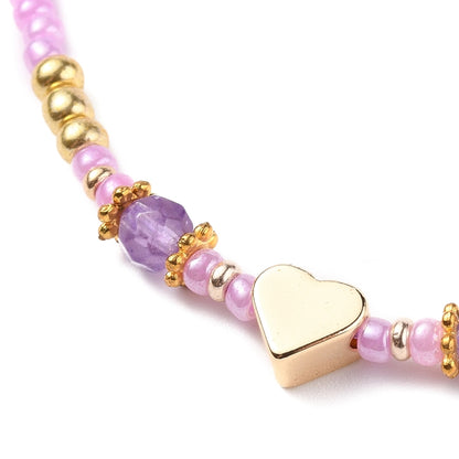 Pink Golden Heart - Friendship Bracelet