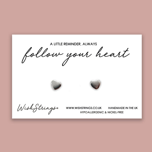 Follow your Heart - Silver Heart Stud Earrings | 304 Stainless - Hypoallergenic