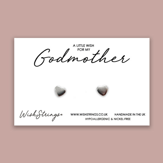 Godmother - Silver Heart Stud Earrings | 304 Stainless - Hypoallergenic