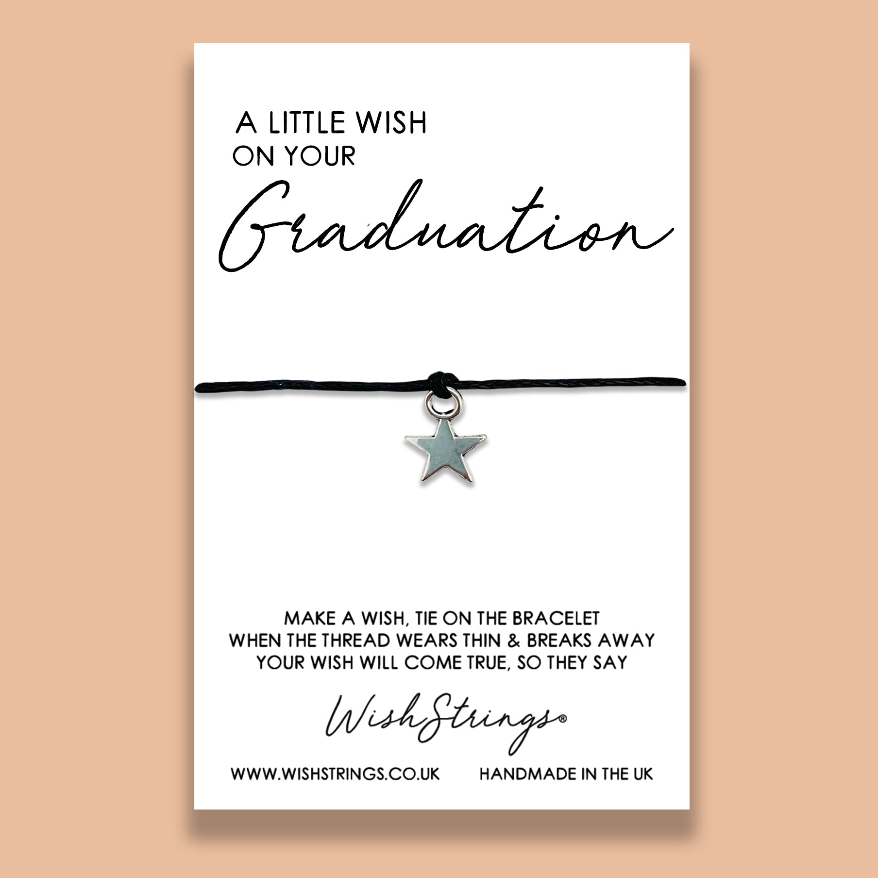 a little wish on your graduation bracelet with a star charm, WishStrings wish bracelet