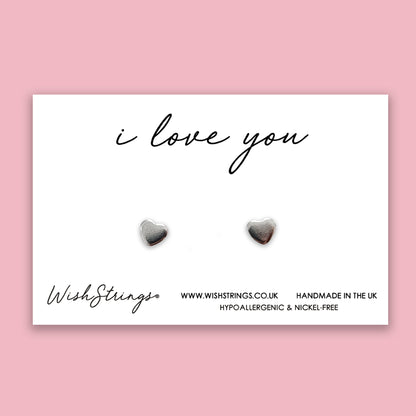 I Love You - Silver Heart Stud Earrings | 304 Stainless - Hypoallergenic