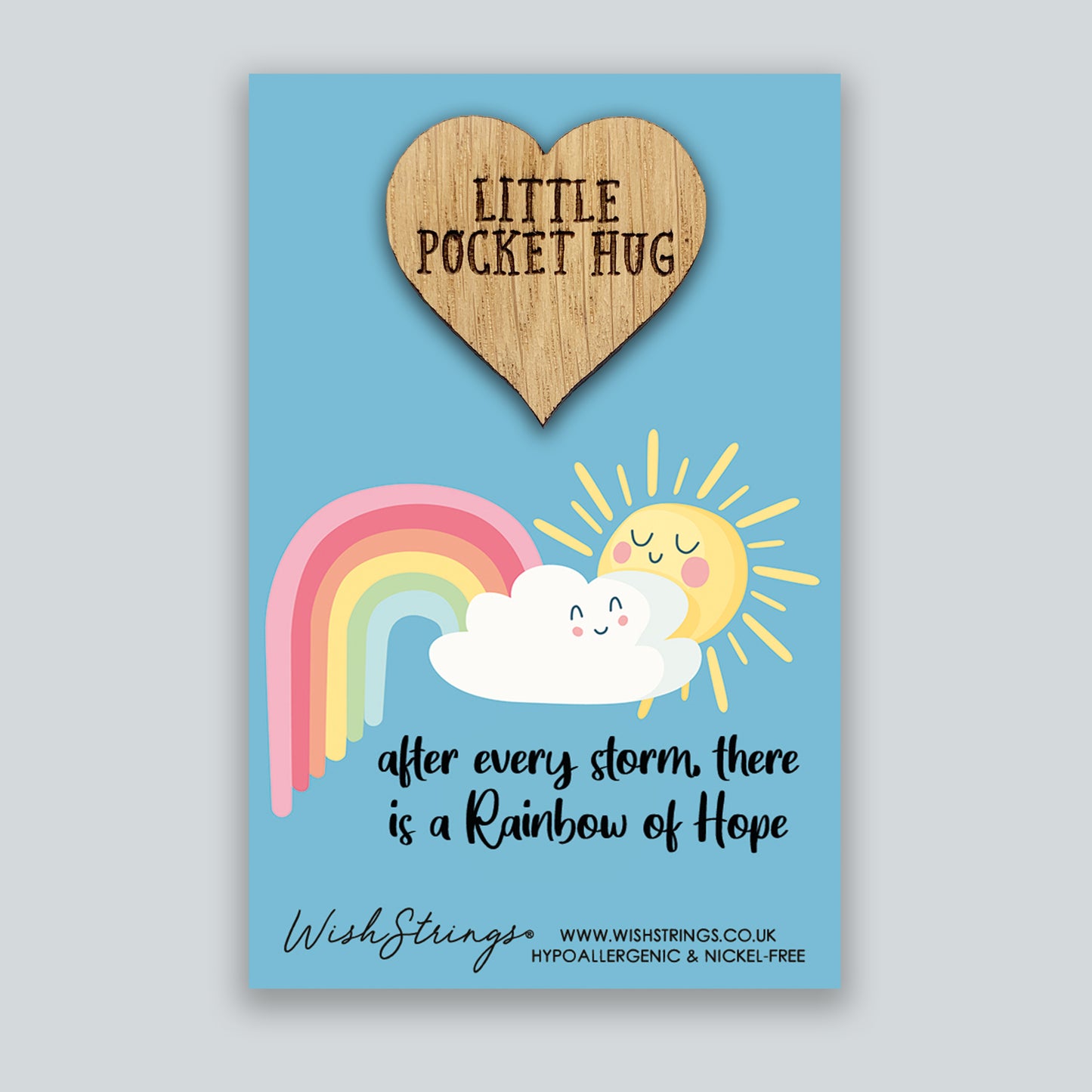 Rainbow Hope - Little Pocket Hug - Wooden Heart Keepsake Token