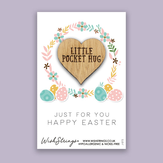 Just for you, Easter - Little Pocket Hug - Wooden Heart Keepsake Token