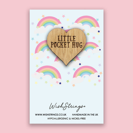 Rainbow - Little Pocket Hug - Wooden Heart Keepsake Token
