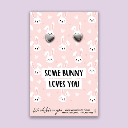 Some Bunny Loves You - Silver Heart Stud Earrings | 304 Stainless - Hypoallergenic