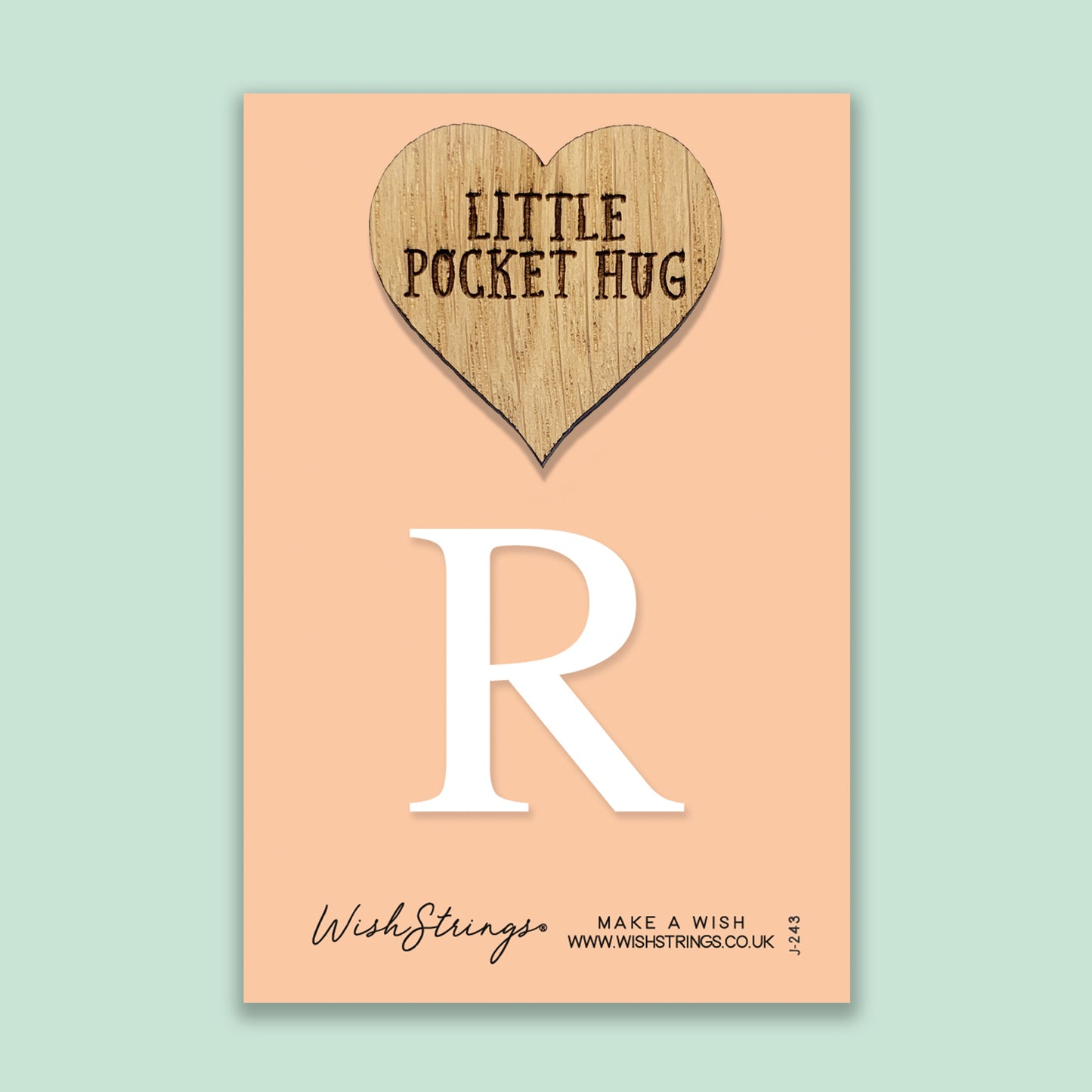 R - Little Pocket Hug - Wooden Heart Keepsake Token