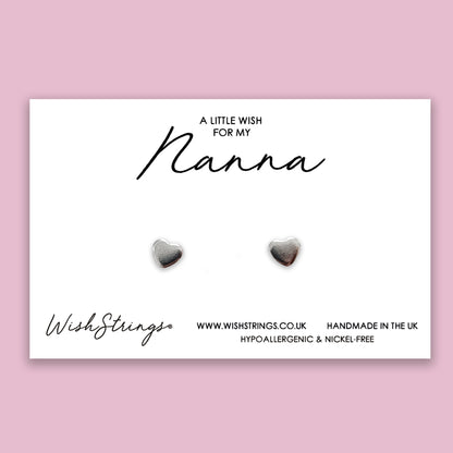 Nanna - Silver Heart Stud Earrings | 304 Stainless - Hypoallergenic