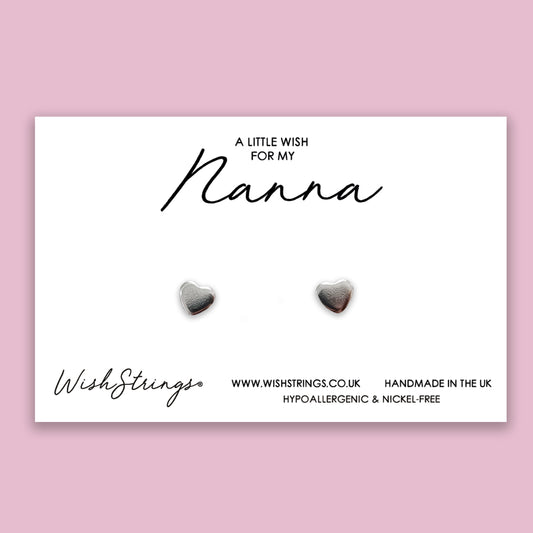 Nanna - Silver Heart Stud Earrings | 304 Stainless - Hypoallergenic