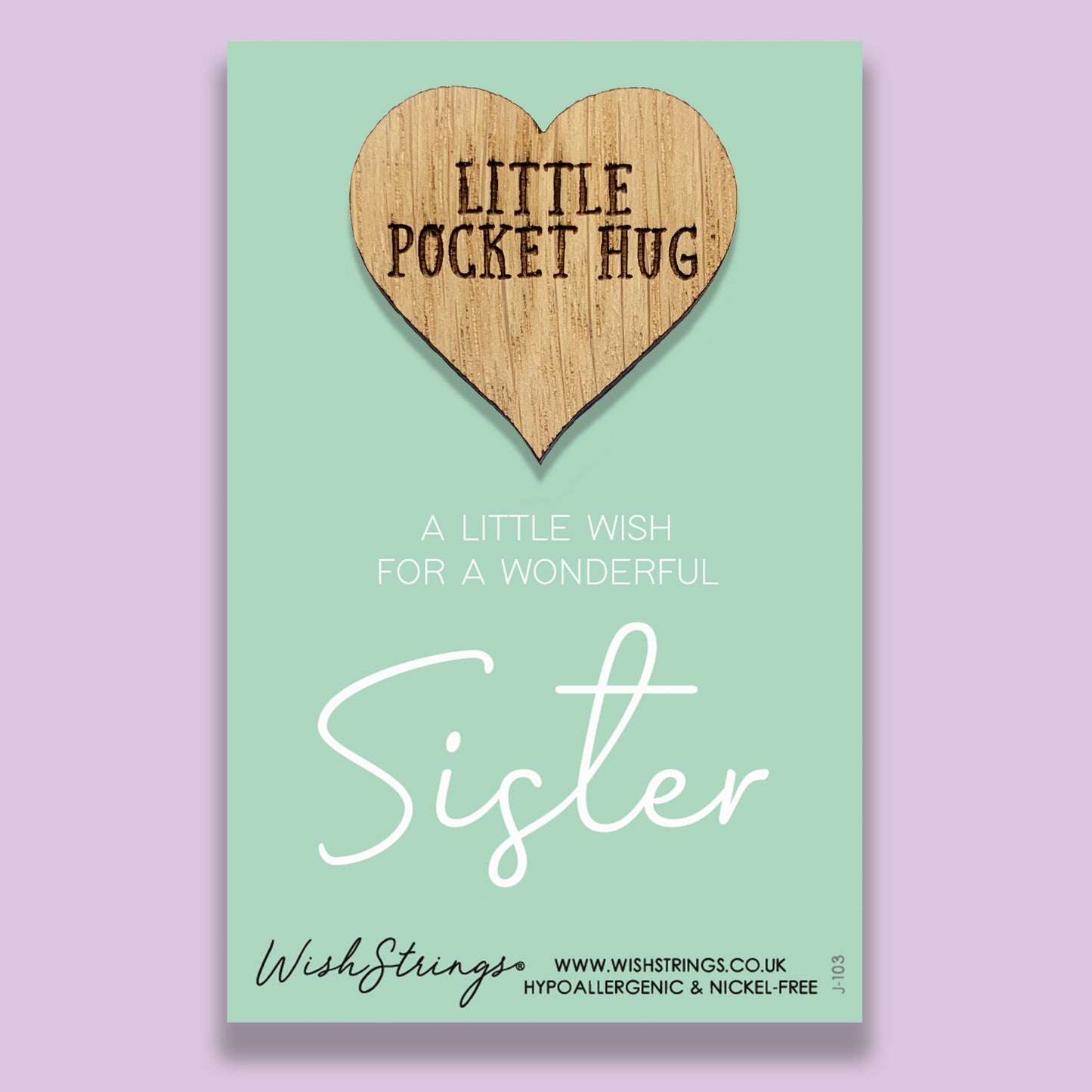 Sister - Little Pocket Hug - Wooden Heart Keepsake Token
